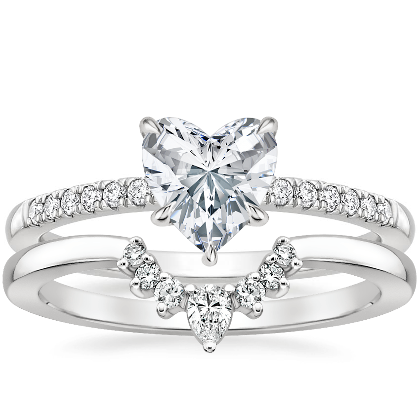 Platinum Petite Viviana Diamond Ring (1/6 ct. tw.) with Lunette Diamond Ring