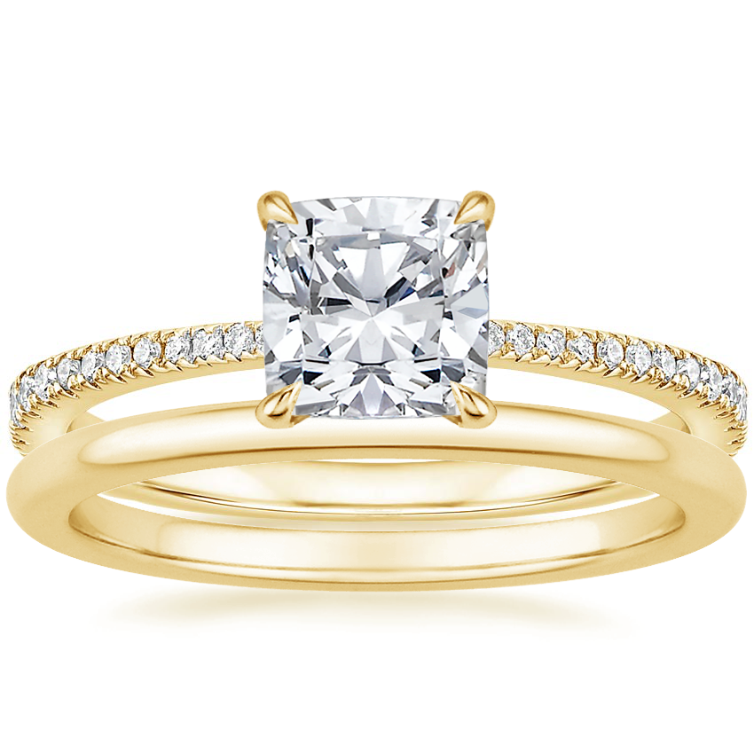 18K Yellow Gold Luxe Everly Diamond Ring (1/3 ct. tw.) with Petite Comfort Fit Wedding Ring