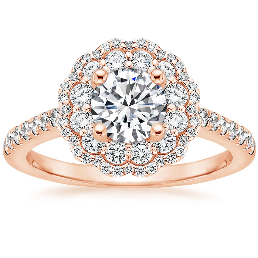14K Rose Gold Rosa Diamond Ring, large top view