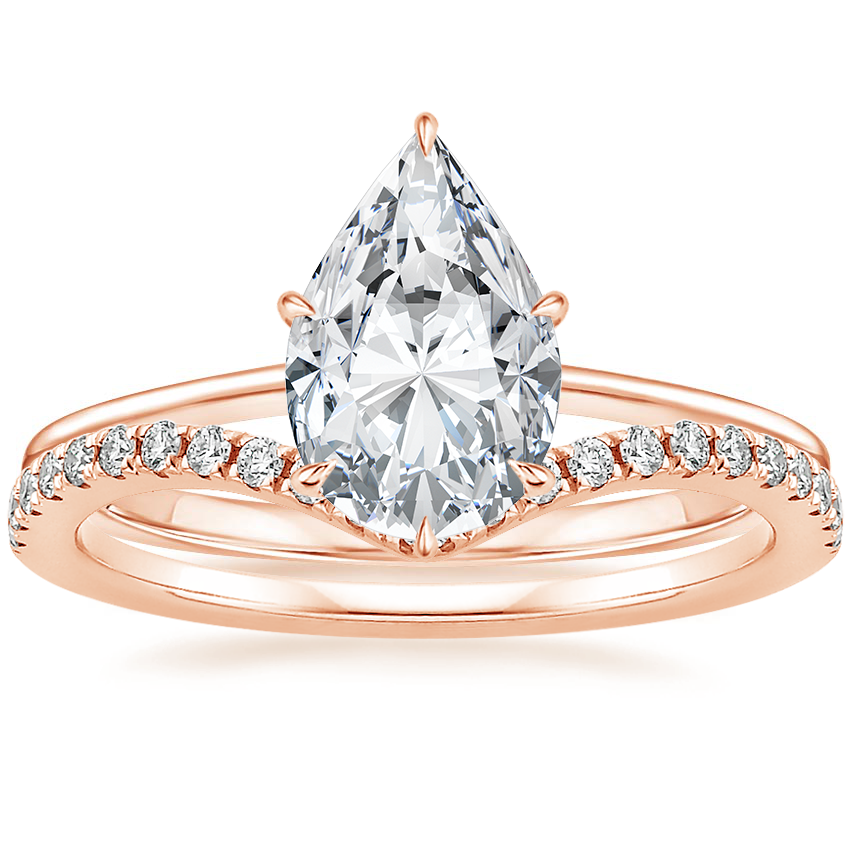 14K Rose Gold Petite Secret Halo Diamond Ring with Flair Diamond Ring (1/6 ct. tw.)