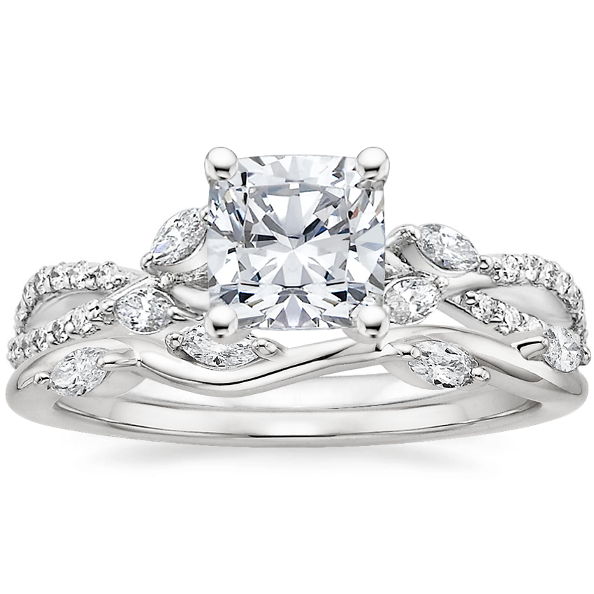 18K White Gold Luxe Willow Diamond Ring (1/4 ct. tw.) with Winding Willow Diamond Ring (1/8 ct. tw.)