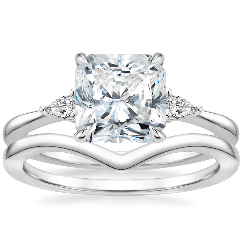 Platinum Aria Diamond Ring (1/10 ct. tw.) with Chevron Ring