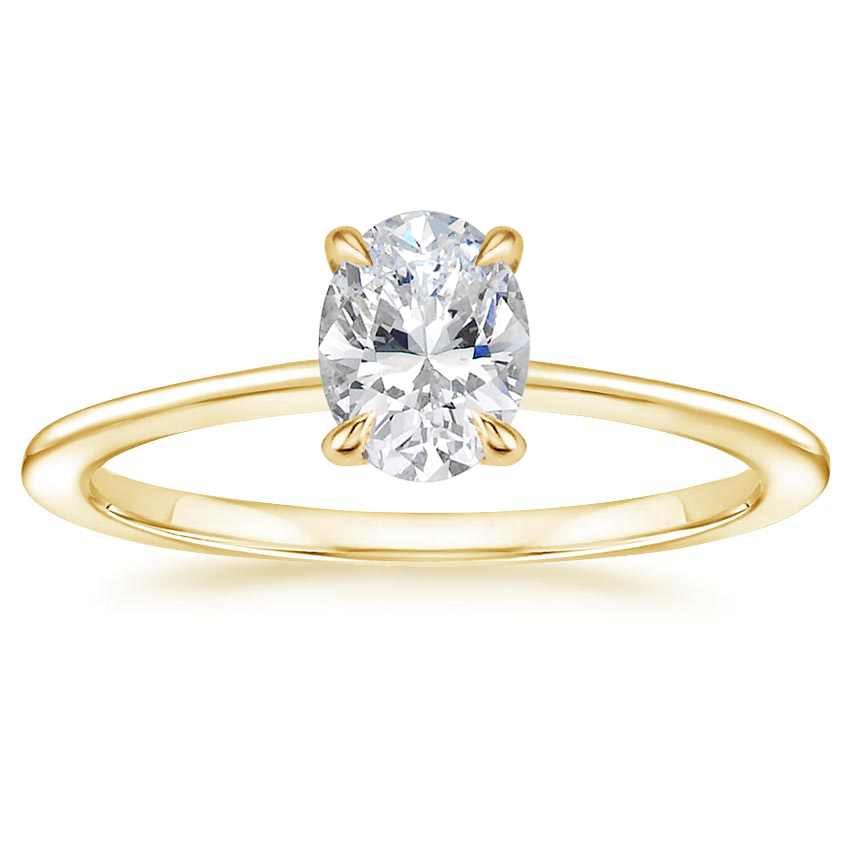 18K Yellow Gold Petite Secret Halo Diamond Ring, large top view