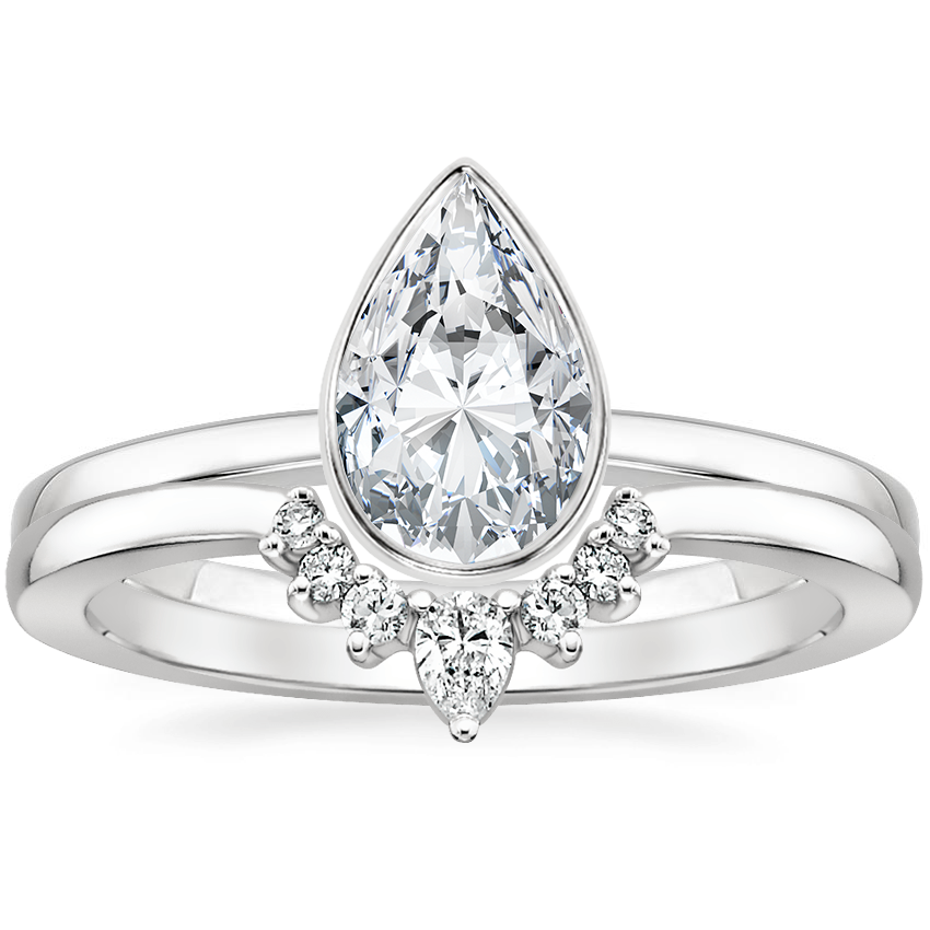 18K White Gold Noemi Ring with Lunette Diamond Ring