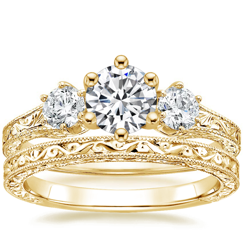 18K Yellow Gold Three Stone Hudson Diamond Ring (1/3 ct. tw.) with Hudson Ring