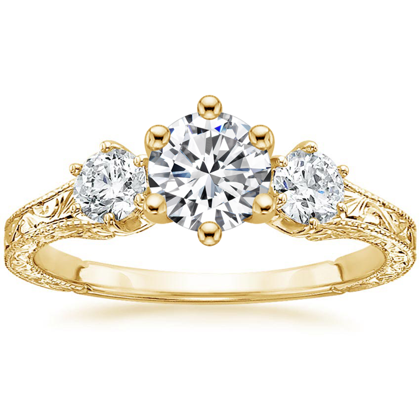 18K Yellow Gold Three Stone Hudson Diamond Ring (1/3 ct. tw.), large top view
