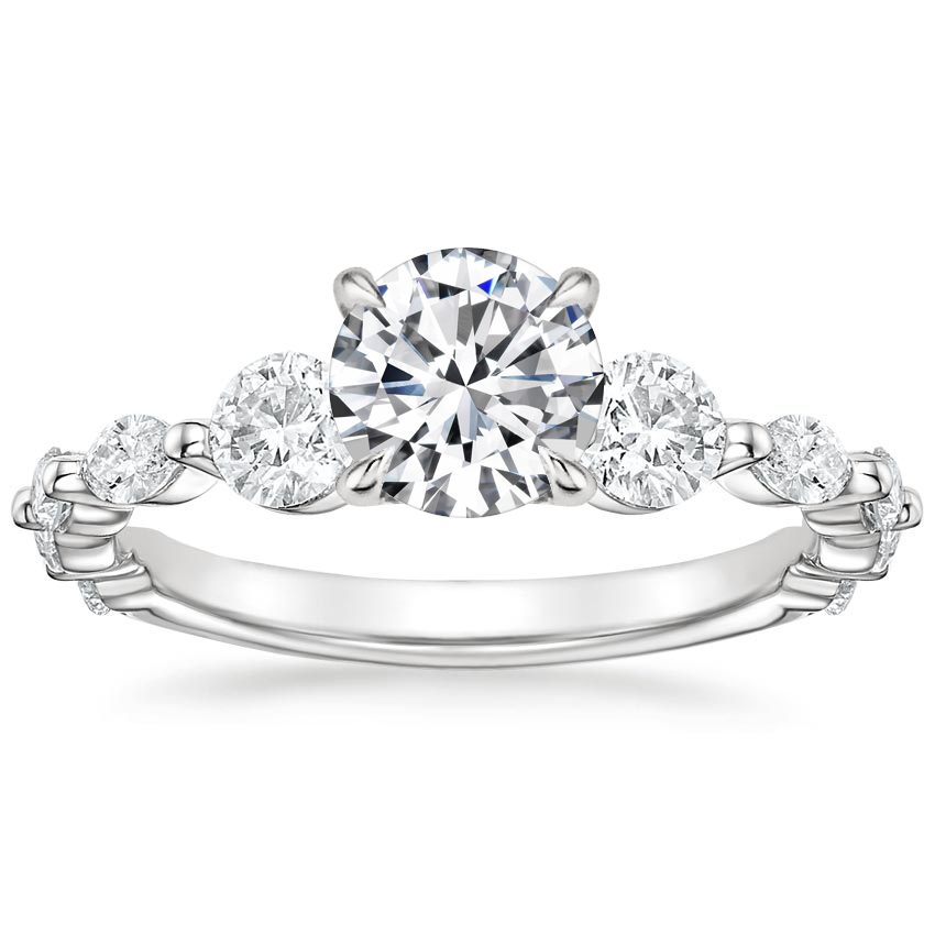 18K White Gold Three Stone Versailles Diamond Ring (1/2 ct. tw.), large top view