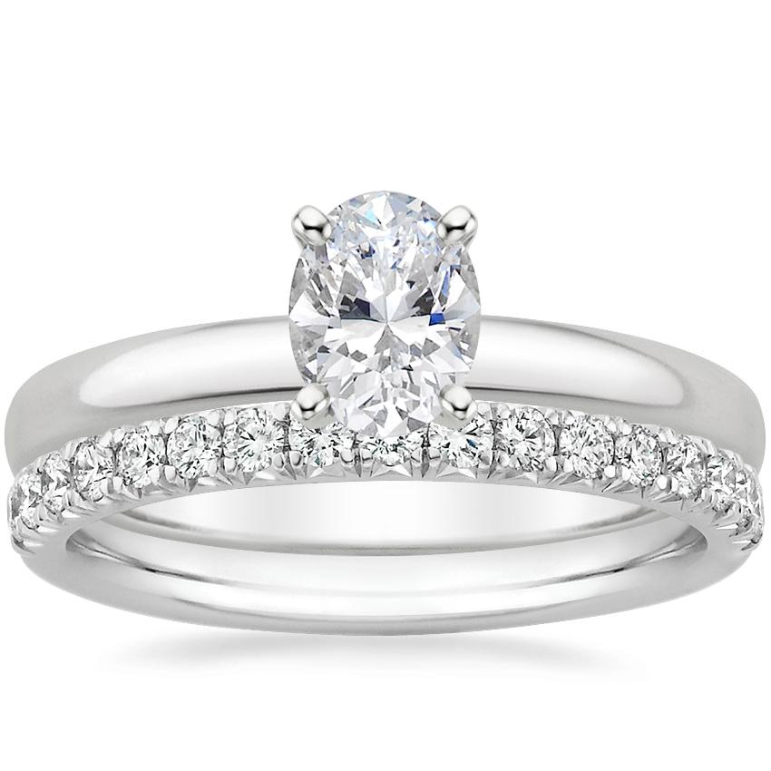 18K White Gold 2.5mm Comfort Fit Ring with Amelie Diamond Ring (1/3 ct. tw.)