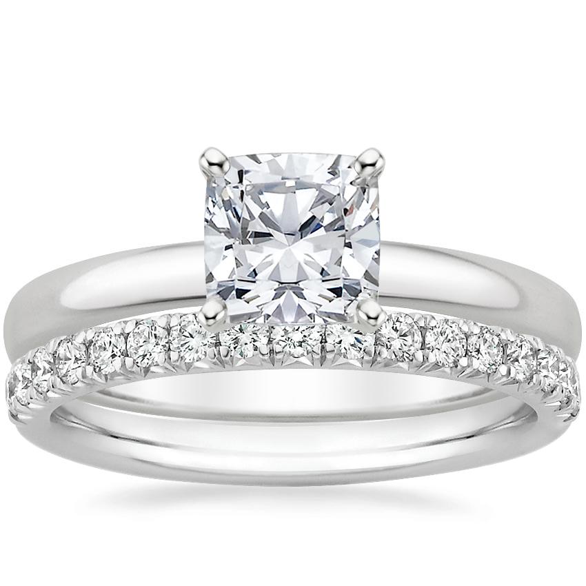 18K White Gold 2.5mm Comfort Fit Ring with Amelie Diamond Ring (1/3 ct. tw.)