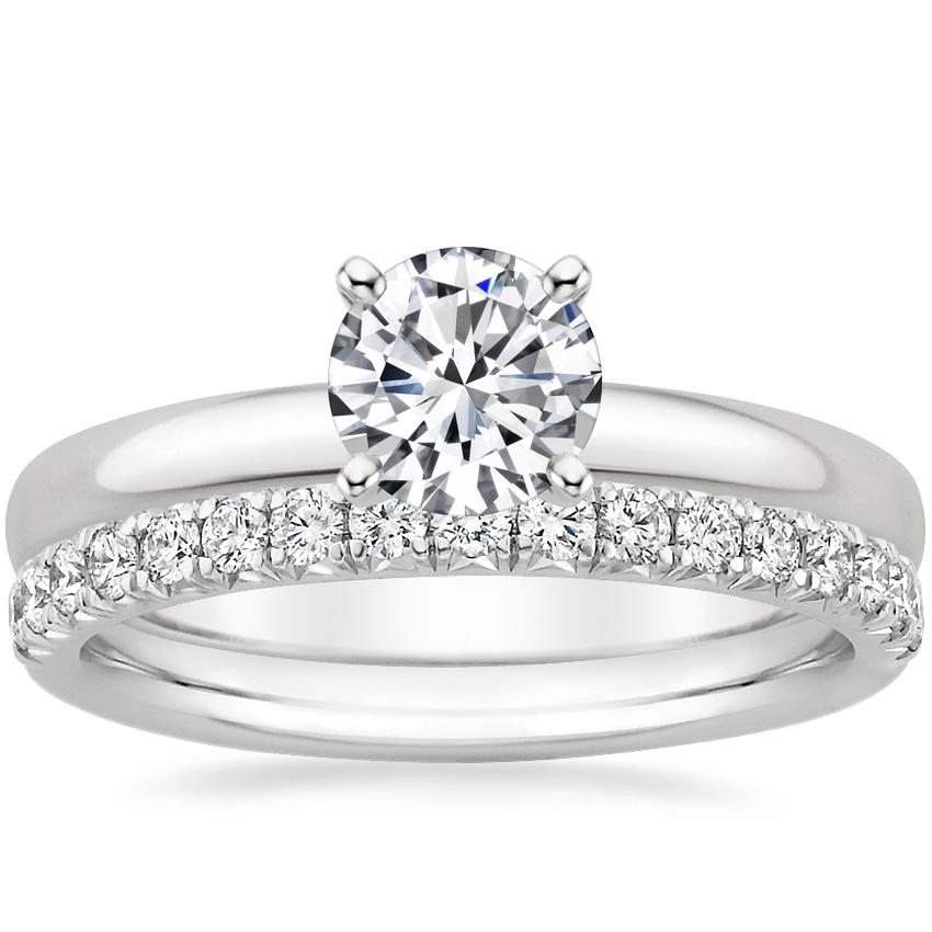 Platinum 2.5mm Comfort Fit Ring with Amelie Diamond Ring (1/3 ct. tw.)