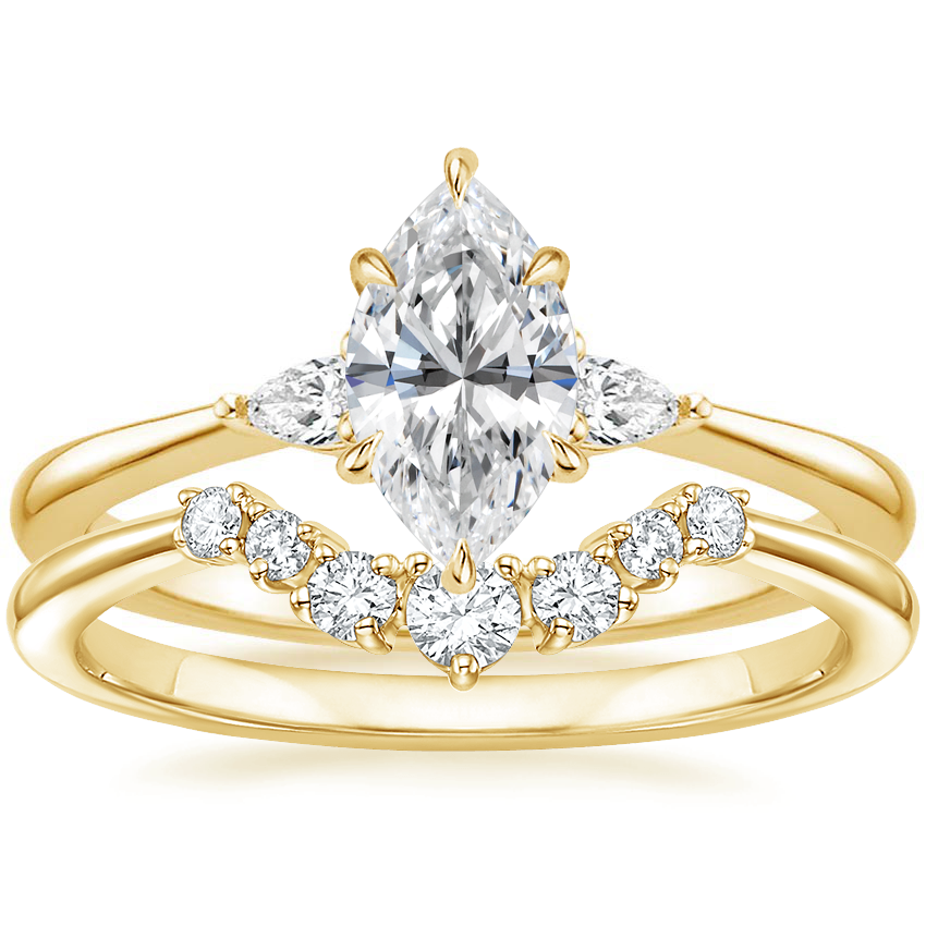 18K Yellow Gold Aria Contoured Diamond Bridal Set