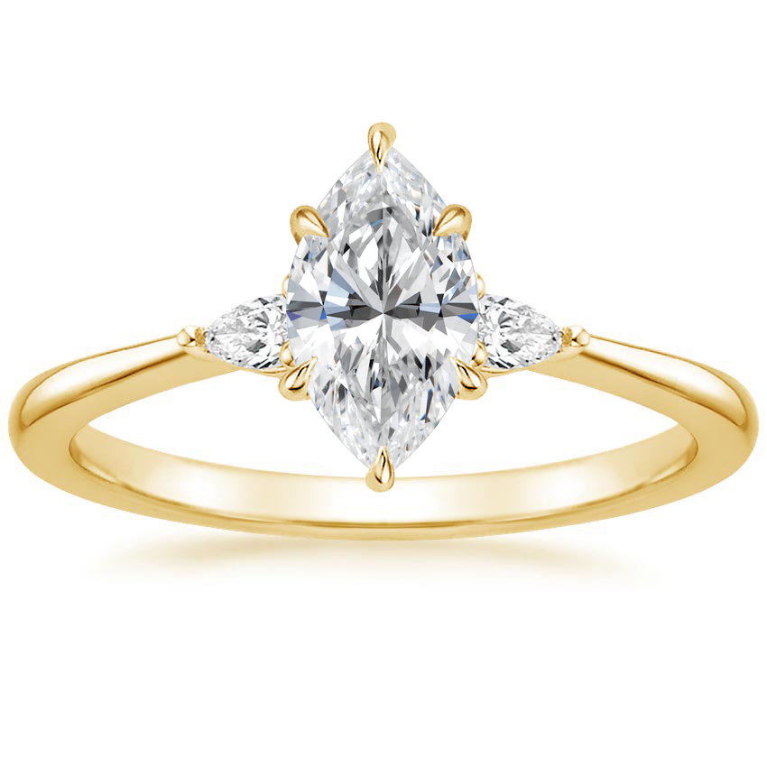 18K Yellow Gold Aria Three Stone Diamond Ring (1/10 ct. tw.), large top view
