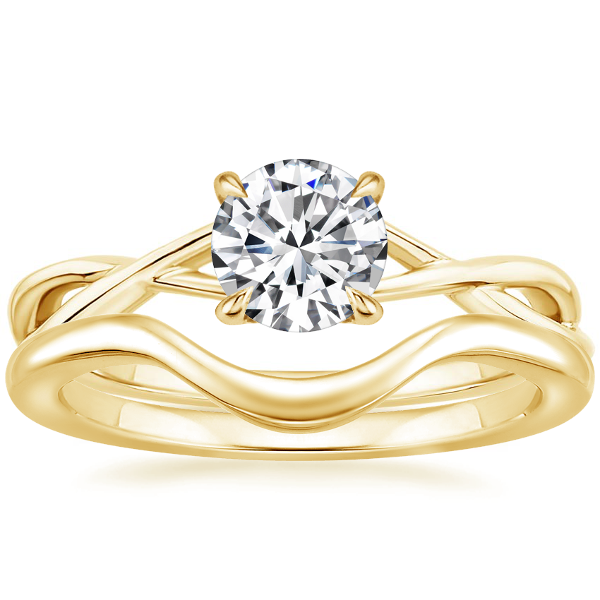 18K Yellow Gold Alya Ring with Midi Half Moon Nesting Ring