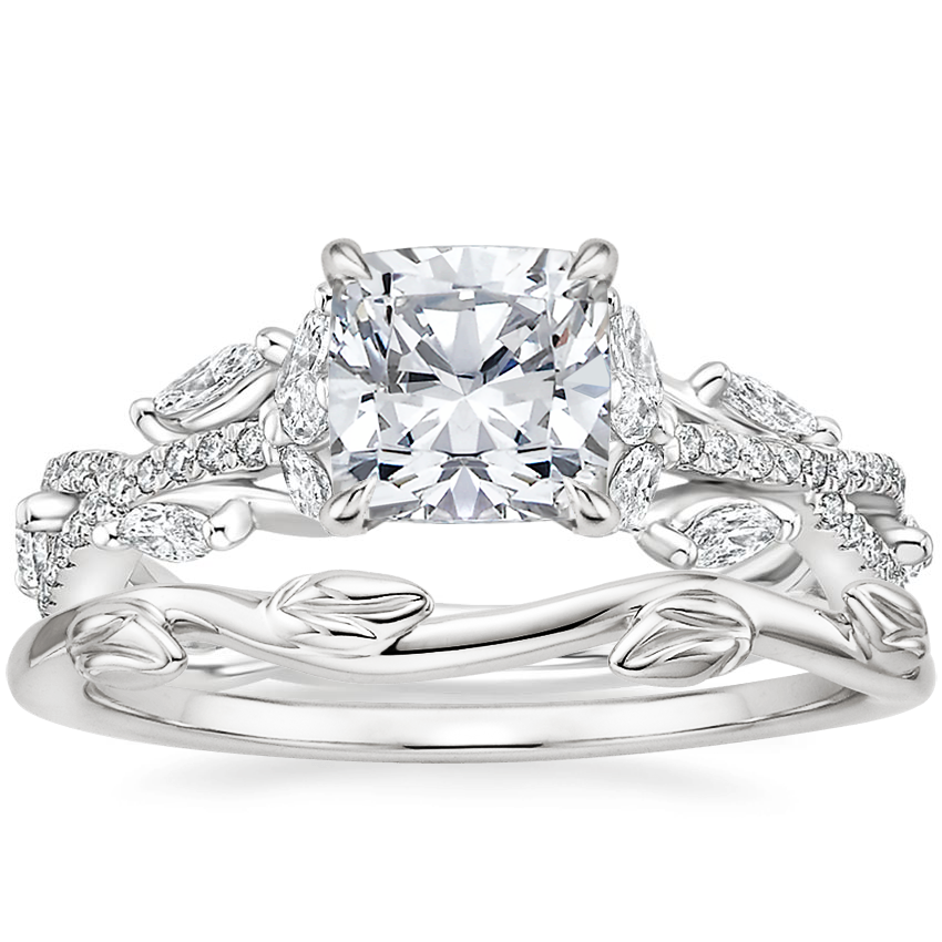 18K White Gold Luxe Secret Garden Diamond Ring (3/4 ct. tw.) with Winding Willow Ring