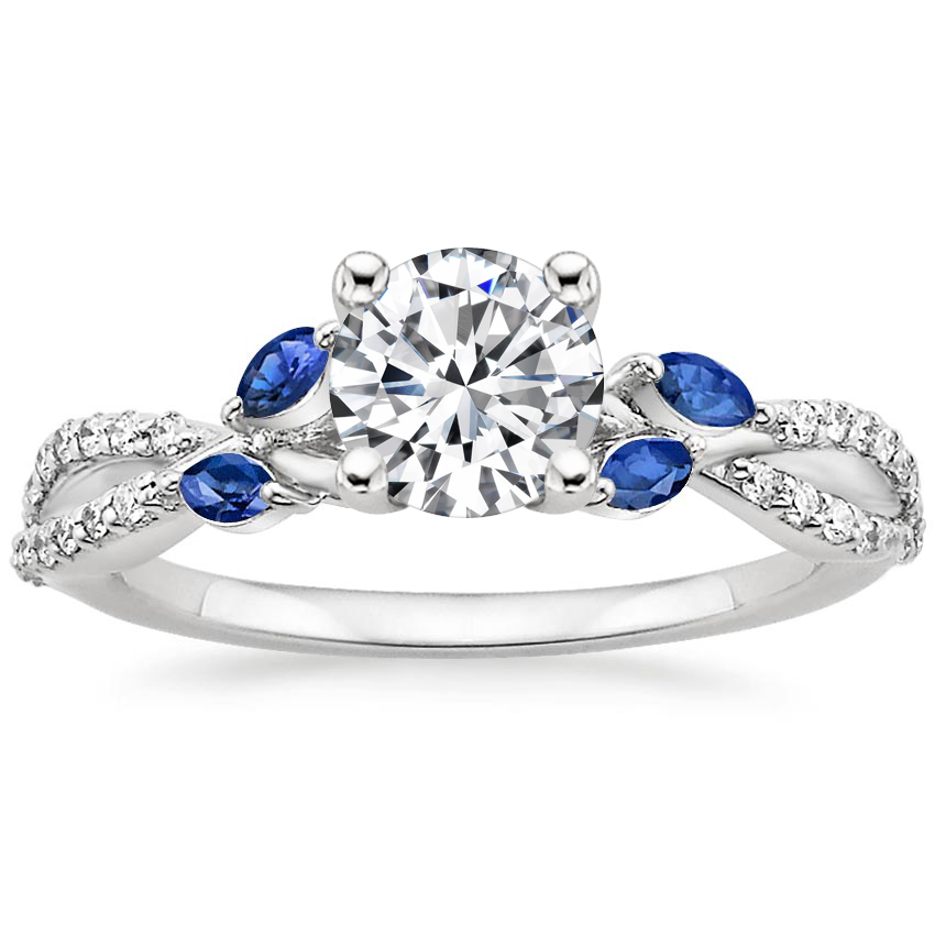 18K White Gold Luxe Willow Sapphire and Diamond Ring (1/8 ct. tw.), large top view