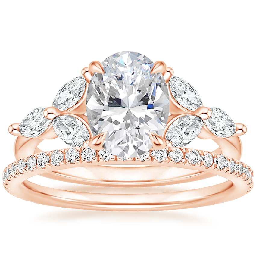 14K Rose Gold Colibri Diamond Ring with Luxe Ballad Diamond Ring (1/4 ct. tw.)