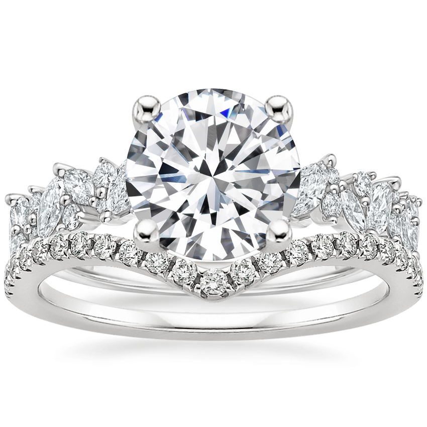 18K White Gold Marianne Diamond Ring with Flair Diamond Ring (1/6 ct. tw.)