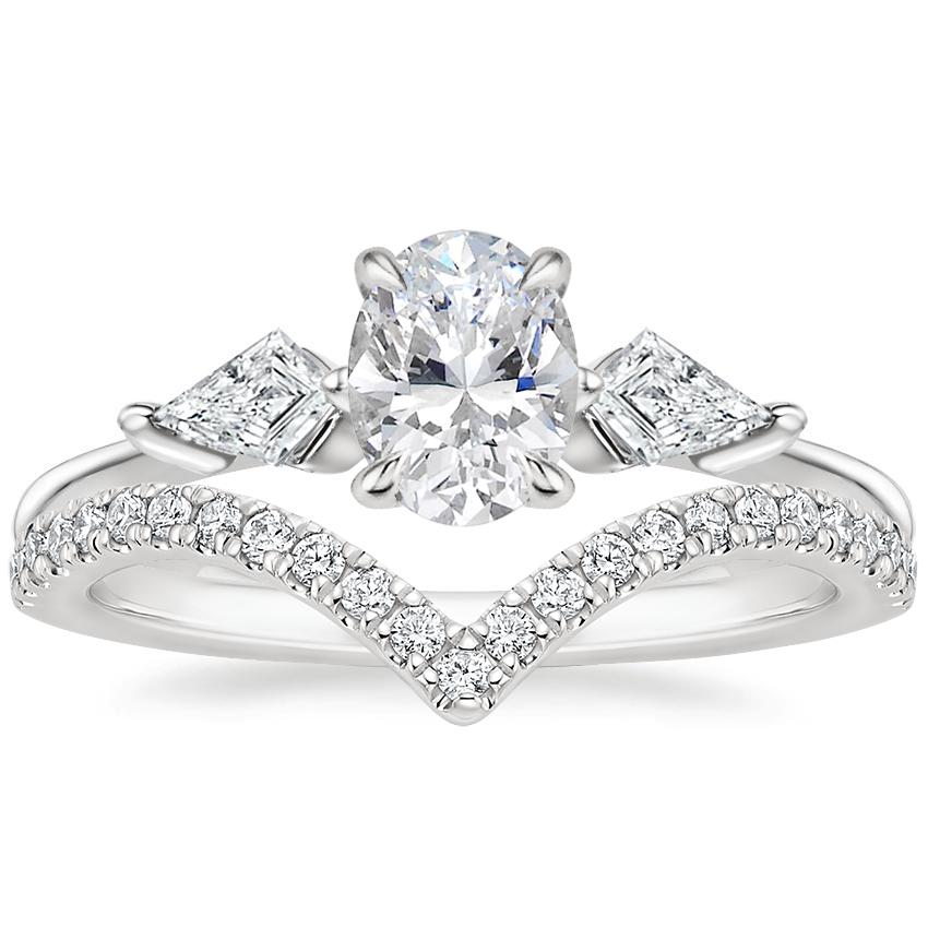 Platinum Luxe Cometa Diamond Ring (1/3 ct. tw.) with Elongated Luxe Flair Diamond Ring