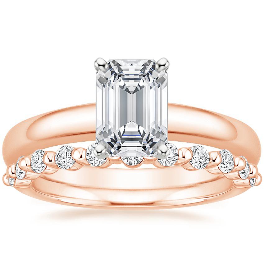 14K Rose Gold 3mm Comfort Fit Ring with Marseille Diamond Ring (1/3 ct. tw.)