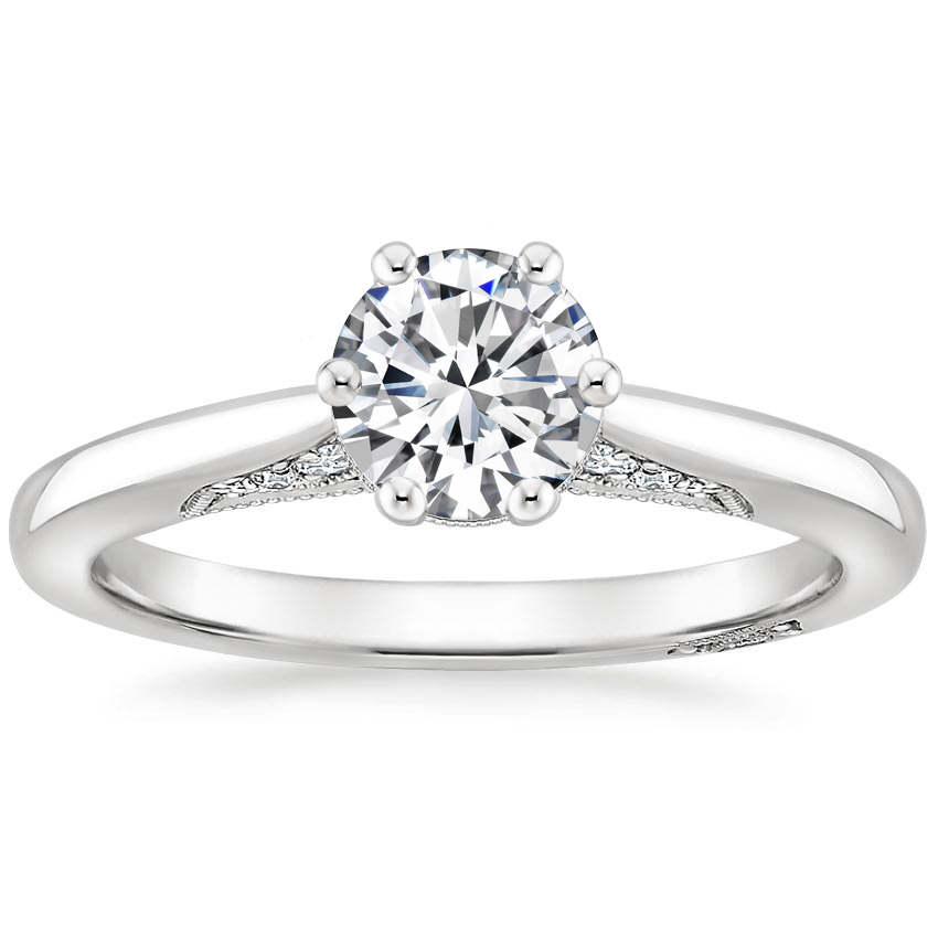 18K White Gold Simply Tacori Crown Diamond Ring, large top view