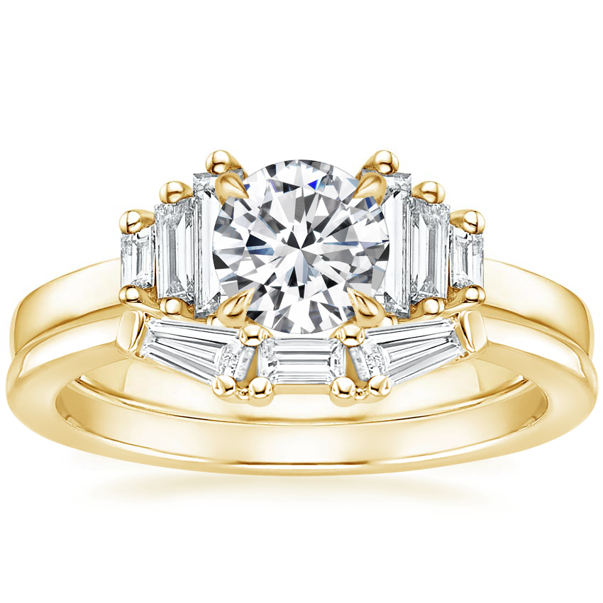 18K Yellow Gold Faye Baguette Diamond Ring (1/2 ct. tw.) with Tapered Baguette Diamond Ring