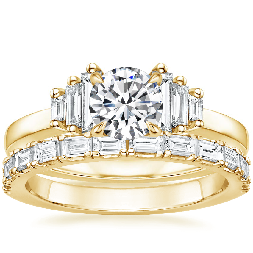 18K Yellow Gold Faye Baguette Diamond Ring (1/2 ct. tw.) with Gemma Diamond Ring (1/2 ct. tw.)