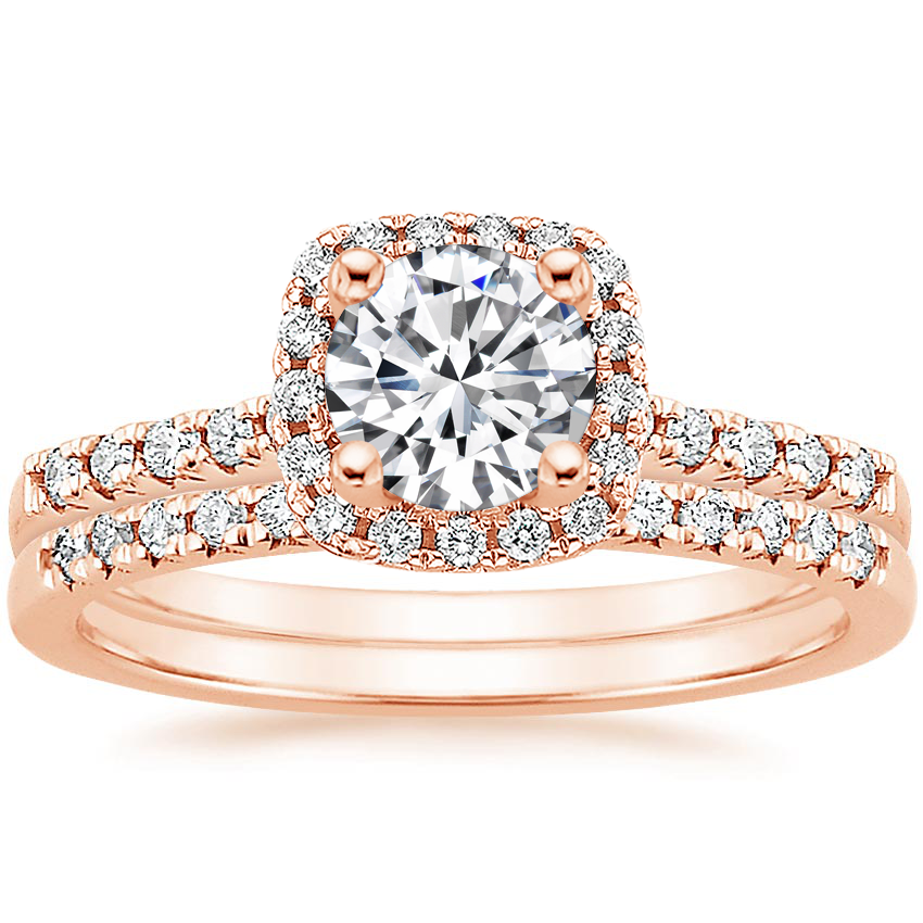 14K Rose Gold Odessa Diamond Ring (1/5 ct. tw.) with Sonora Diamond Ring (1/8 ct. tw.)