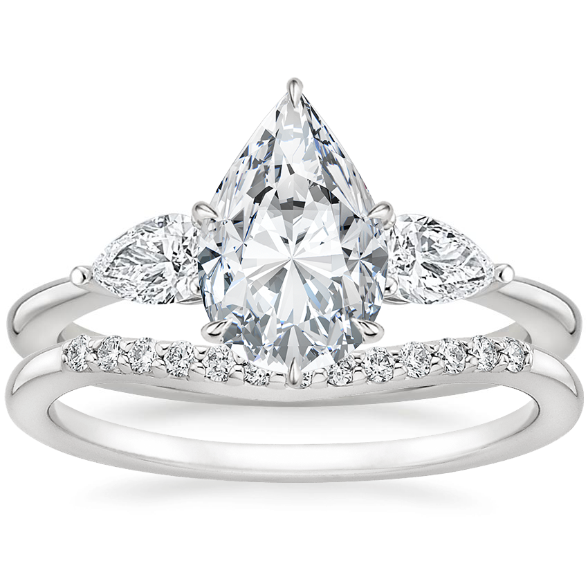 Platinum Opera Diamond Ring with Petite Curved Diamond Ring (1/10 ct. tw.)