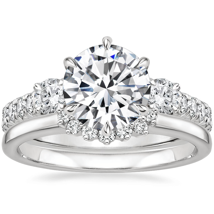 18K White Gold Gramercy Diamond Ring (3/4 ct. tw.) with Crescent Diamond Ring