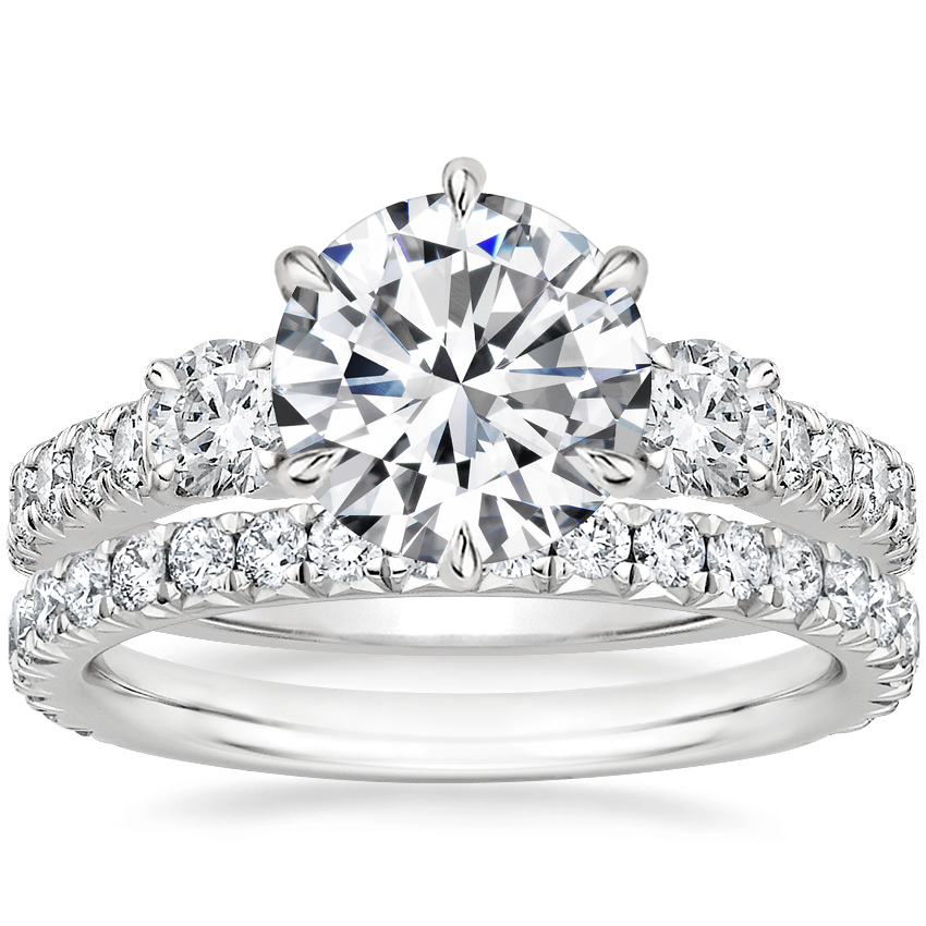 18K White Gold Gramercy Diamond Ring (3/4 ct. tw.) with Luxe Amelie Diamond Ring (2/5 ct. tw.)