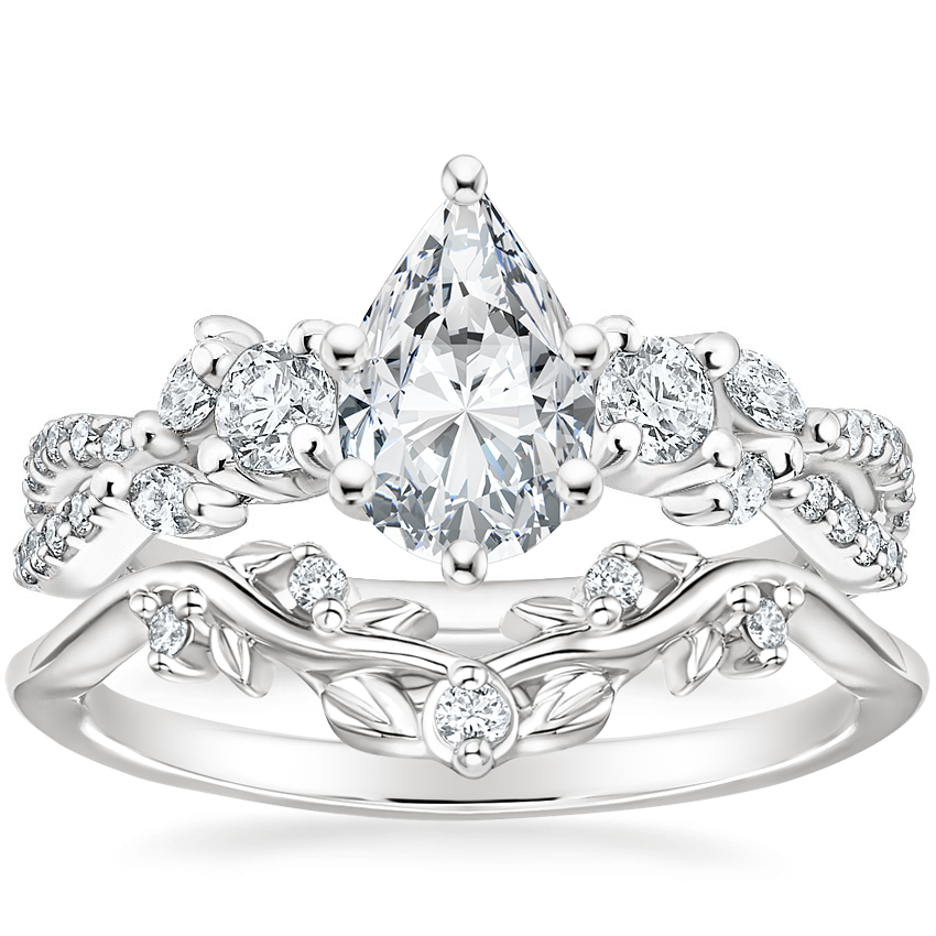 18K White Gold Three Stone Luxe Willow Diamond Ring (1/2 ct. tw.) with Veranda Diamond Ring