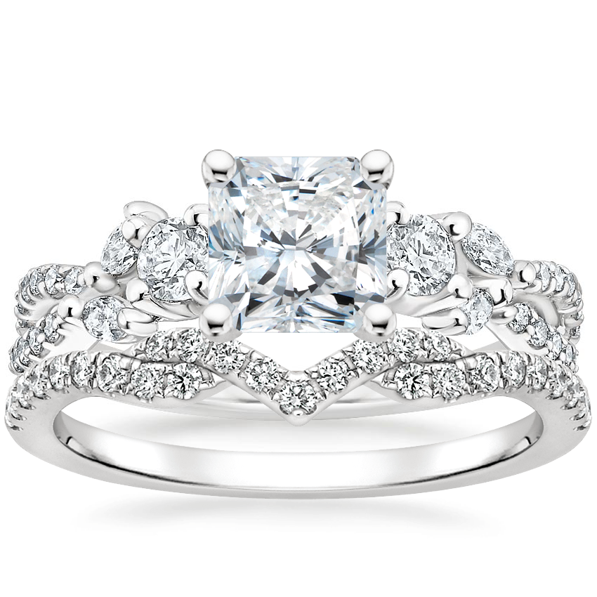 18K White Gold Three Stone Luxe Willow Diamond Ring (1/2 ct. tw.) with Rhea Diamond Ring