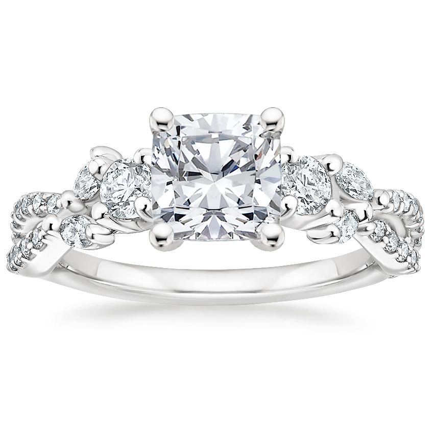 18K White Gold Luxe Willow Three Stone Diamond Ring (1/2 ct. tw.), large top view