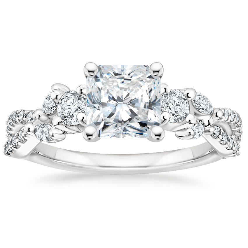 18K White Gold Luxe Willow Three Stone Diamond Ring (1/2 ct. tw.), large top view