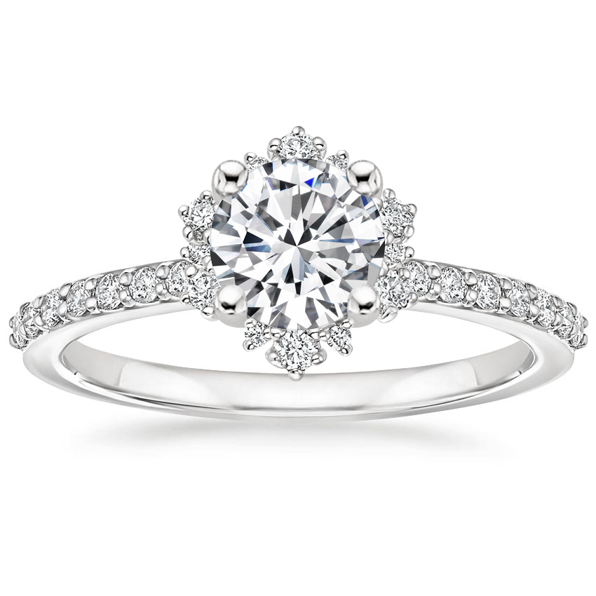 18K White Gold Flor Diamond Ring, large top view