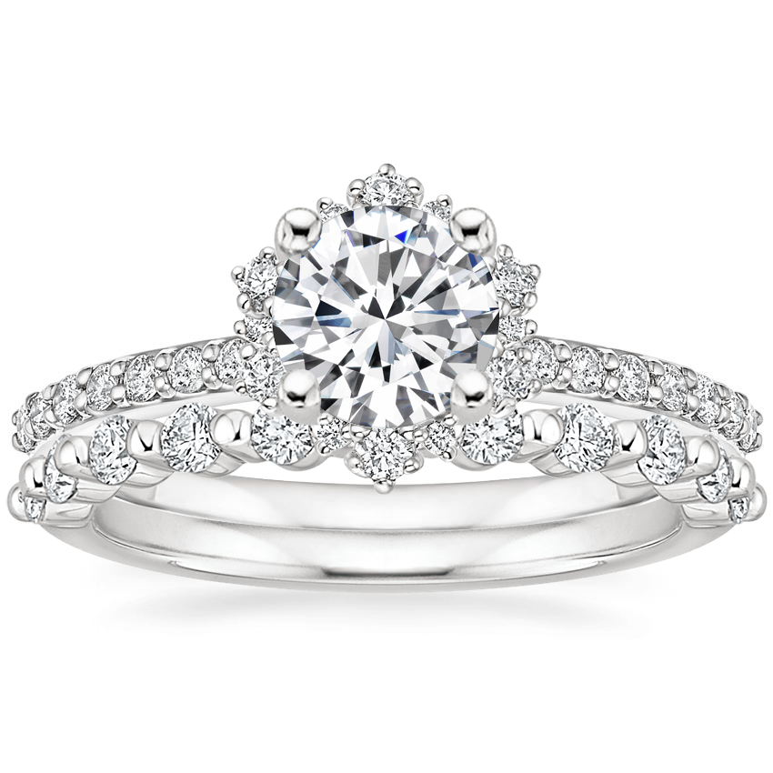 18K White Gold Flor Diamond Ring with Marseille Diamond Ring (1/3 ct. tw.)