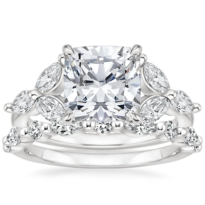 18K White Gold Colibri Diamond Ring with Versailles Diamond Ring (3/8 ct. tw.)