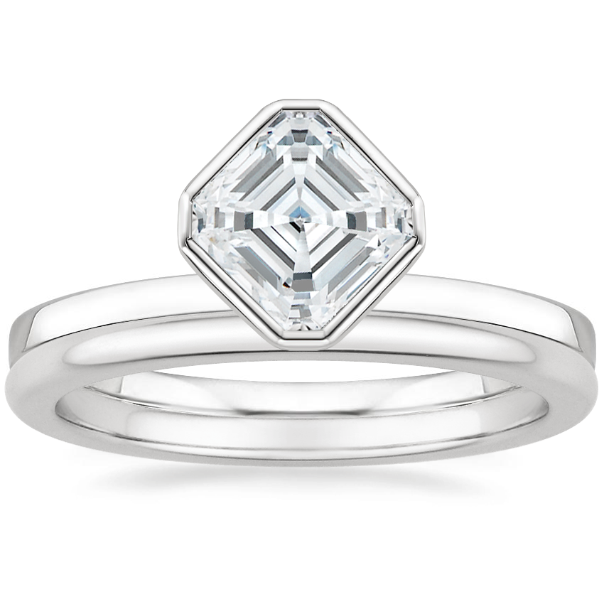 Platinum Cielo Ring with Petite Comfort Fit Wedding Ring