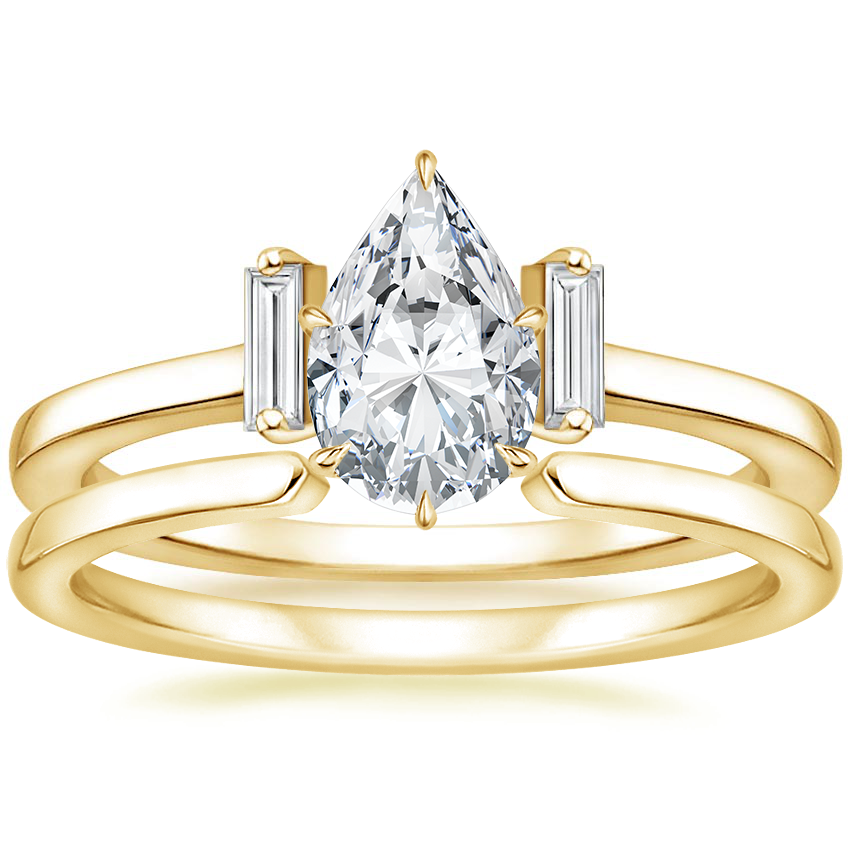 18K Yellow Gold Piper Diamond Ring with Liv Wedding Ring