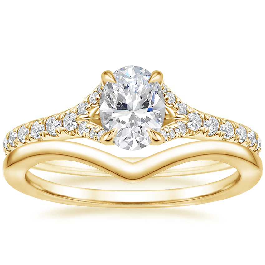 18K Yellow Gold Felicity Diamond Ring (1/4 ct. tw.) with Chevron Ring