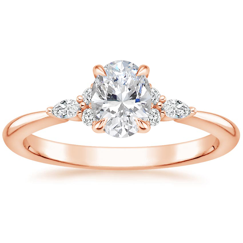 14K Rose Gold Nadia Diamond Ring, large top view