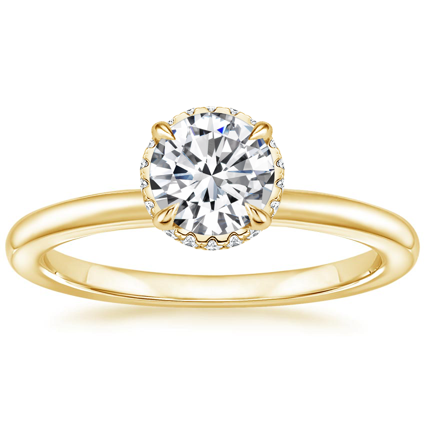 18K Yellow Gold Double Hidden Halo Diamond Ring (1/6 ct. tw.), large top view