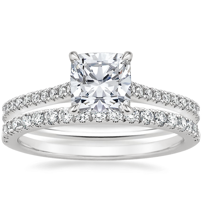 18K White Gold Luxe Lissome Diamond Ring (1/5 ct. tw.) with Bliss Diamond Ring (1/5 ct. tw.)