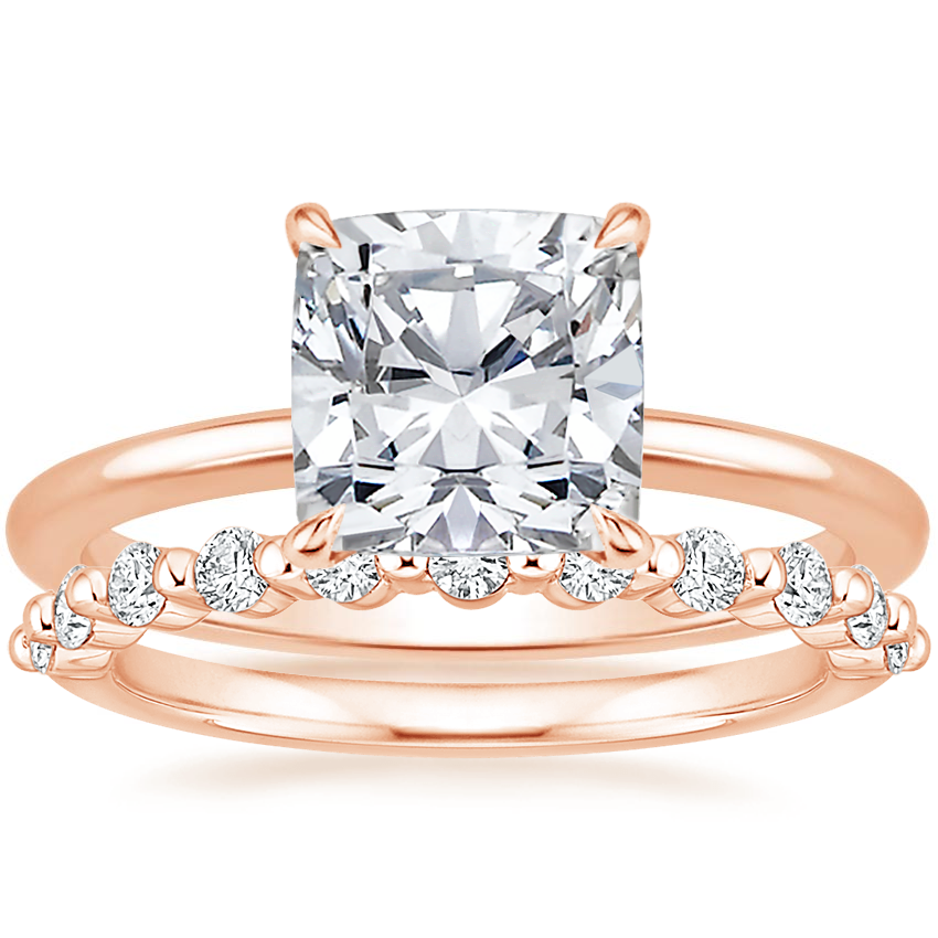 14K Rose Gold Audrey Perfect Fit Solitaire Ring with Marseille Diamond Ring (1/3 ct. tw.)