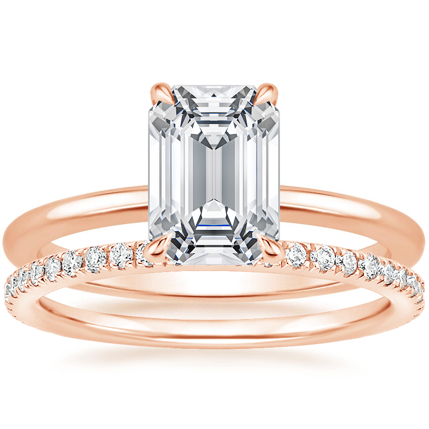 14K Rose Gold Audrey Perfect Fit Solitaire Ring with Luxe Ballad Diamond Ring (1/4 ct. tw.)