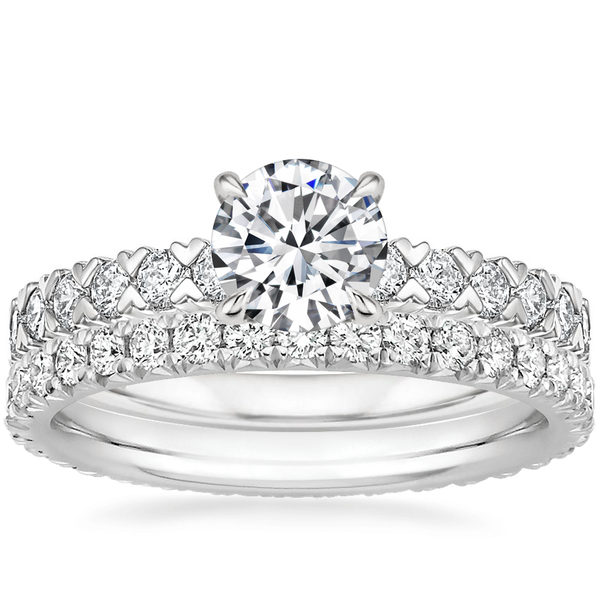18K White Gold Valeria Diamond Ring with Amelie Eternity Diamond Ring (2/3 ct. tw.)