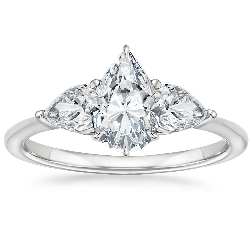 Platinum Luxe Opera Three Stone Diamond Ring, large top view