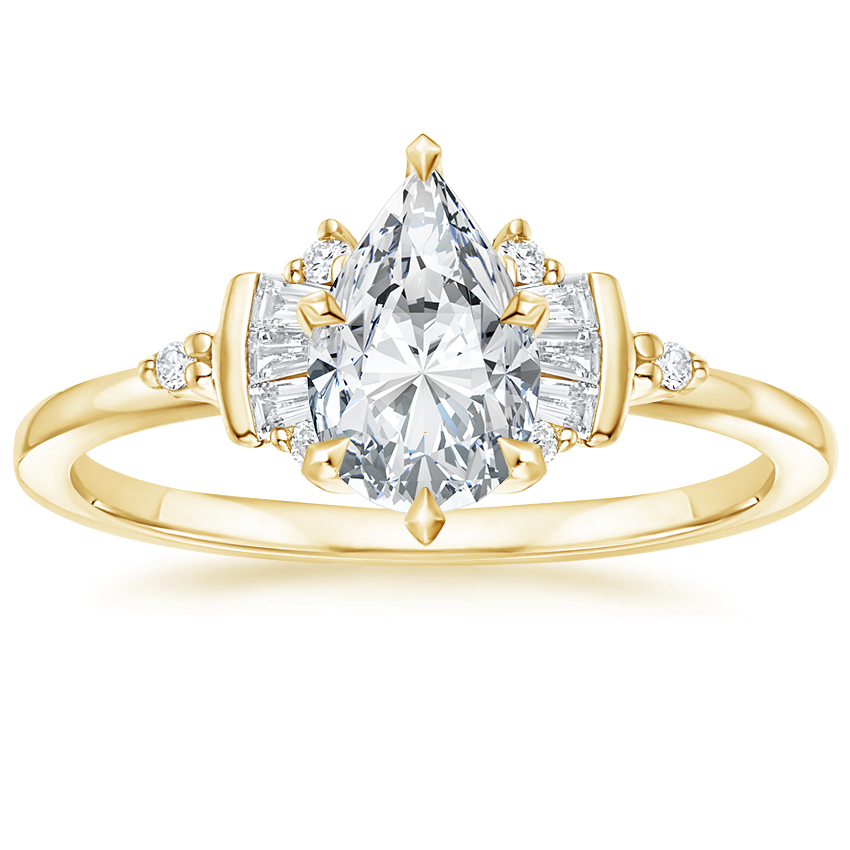 18K Yellow Gold Daphne Art Deco Ring, large top view