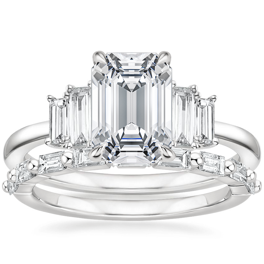 Platinum Coppia Five Stone Diamond Ring (1/3 ct. tw.) with Dominique Diamond Ring (1/3 ct. tw.)