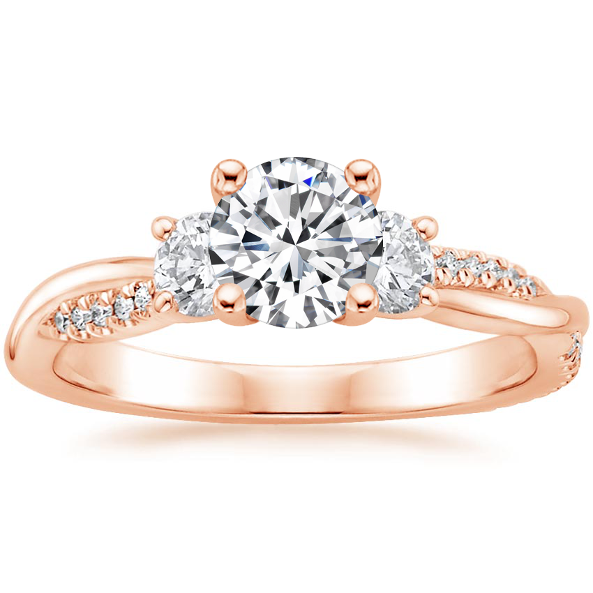 14K Rose Gold Three Stone Petite Twisted Vine Diamond Ring (2/5 ct. tw.), large top view